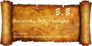 Beretzky Bársonyka névjegykártya